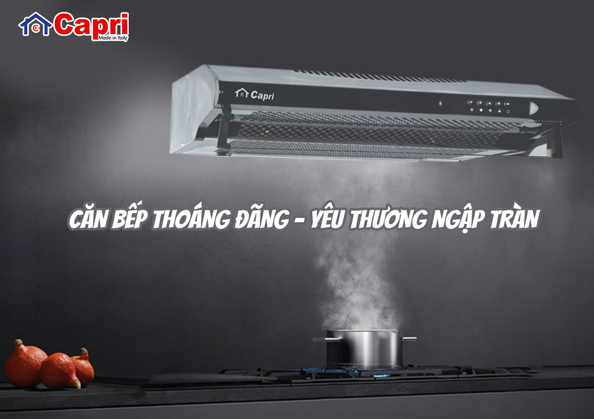 Máy hutf mùi âm tủ Capri dùng than hoạt tính